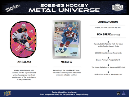 2022-23 Upper Deck Skybox Metal Universe Hockey Hobby 16 Box Case