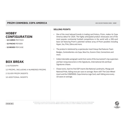 2024 Panini Prizm Conmebol Copa America Hobby 12 Box Case